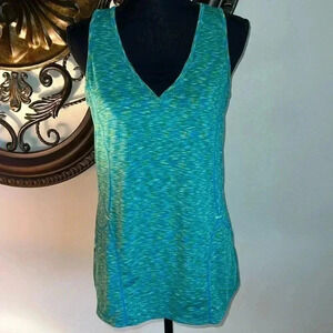 ATHLETA Women’s Sleeveless Tank Top Yellow Green Blue Workout Top Size Large